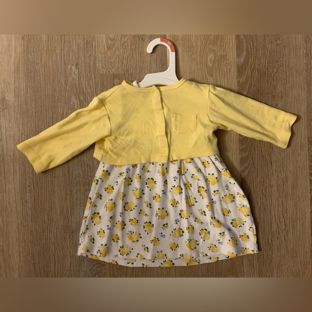 Lovable Friends Girl’s Size 9-12 Months Yellow Floral Sundress With   Cover Up